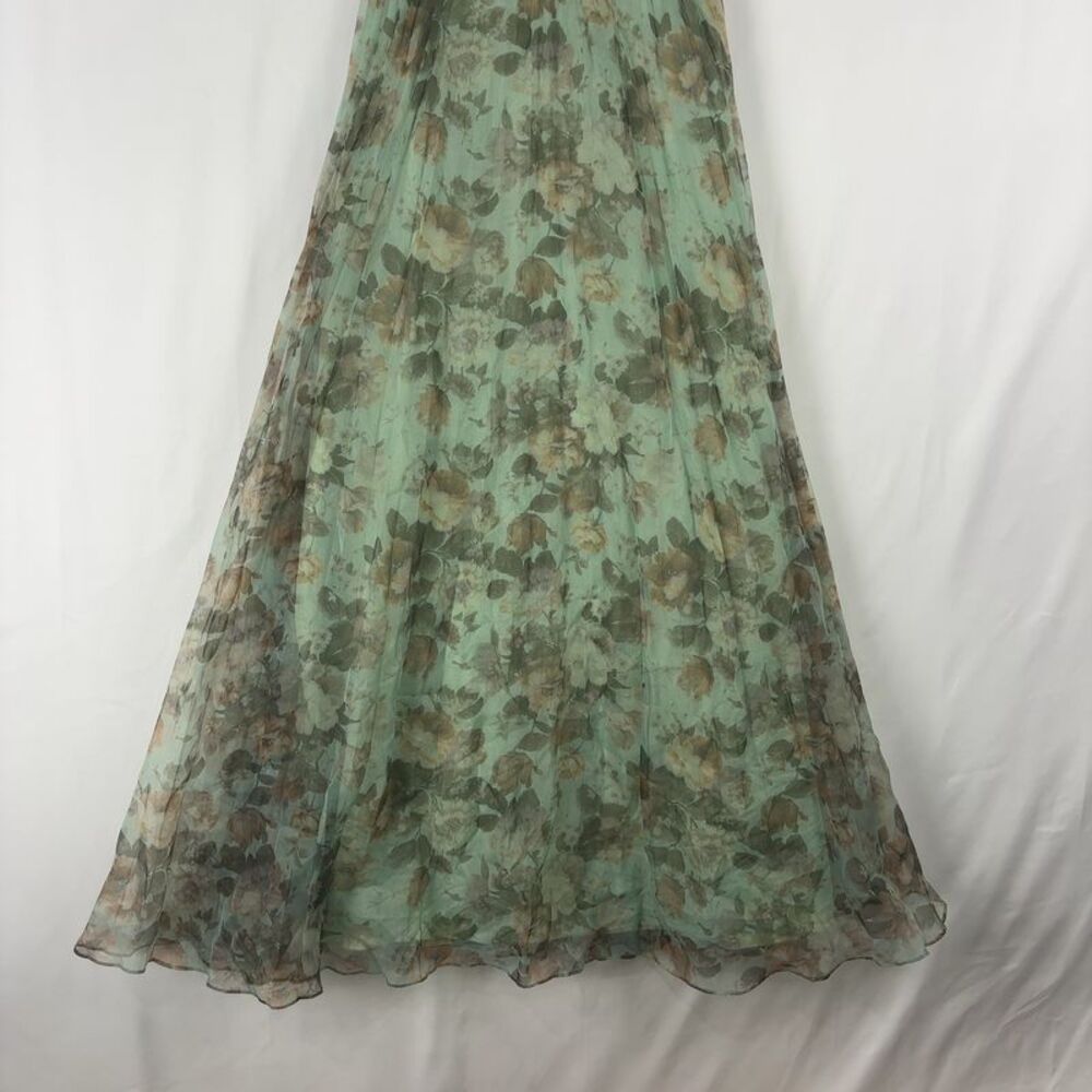 Lulu's Mint Floral Strapless Maxi Dress - Picture 2 of 7